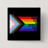 Badge Carré 5 Cm Drapeau Progress Pride (Tout le monde est le bienv (Devant)