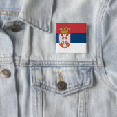 Badge Carré 5 Cm Drapeau serbe (En situation)