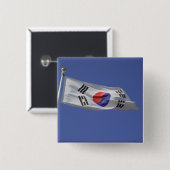 Badge Carré 5 Cm Drapeau sud-coréen (Devant & derrière)