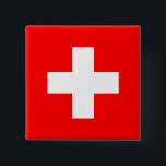 Badge Carré 5 Cm Drapeau suisse<br><div class="desc">Produits World Flag personnalisables - N'hésitez pas à ajouter votre propre texte.</div>