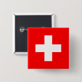 Badge Carré 5 Cm Drapeau Suisse (Devant & derrière)