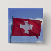 Badge Carré 5 Cm Drapeau suisse RF) (Devant)