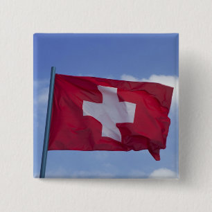 Badge Carré 5 Cm Drapeau suisse RF)