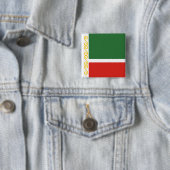 Badge Carré 5 Cm Drapeau tchétchène (En situation)