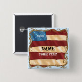 Badge Carré 5 Cm Drapeau Tourbillon (Devant & derrière)