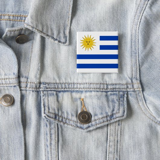 Badge Carré 5 Cm Drapeau uruguayen (En situation)
