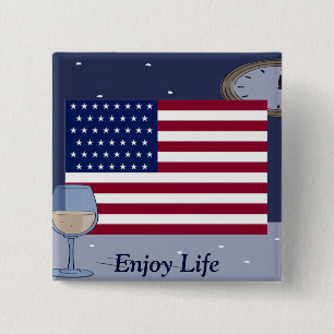 Badge Carré 5 Cm Drapeau USA_