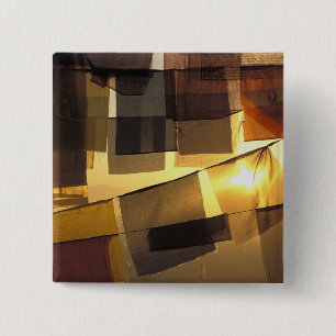 Badge Carré 5 Cm Drapeaux de prière bouddhistes au coucher du solei