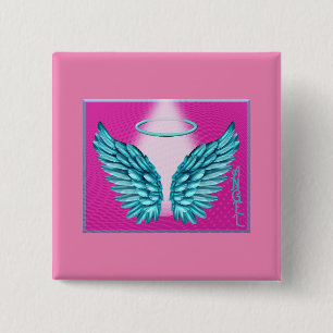 Badge Carré 5 Cm "Dreamlike Angelic Wings and Halo"