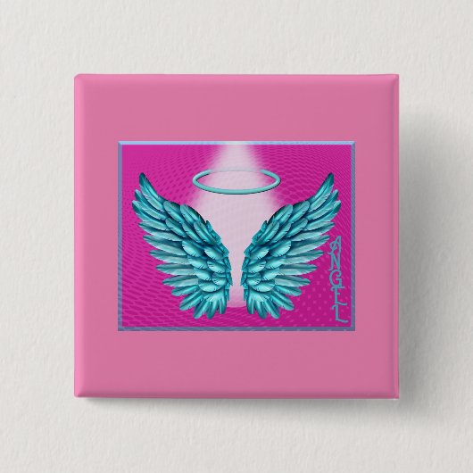 Badge Carré 5 Cm "Dreamlike Angelic Wings and Halo" (Devant)