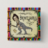 Badge Carré 5 Cm Drôle Charlotte Bronte Saurus Dinosaur Lecteur de (Devant)