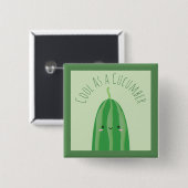 Badge Carré 5 Cm Drôle Cool comme un concombre mignon jeu de mots (Devant & derrière)