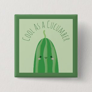 Badge Carré 5 Cm Drôle Cool comme un concombre mignon jeu de mots
