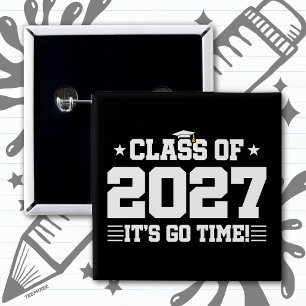 Badge Carré 5 Cm Drôle Cool Graduation C'est L'heure Terminale Prom