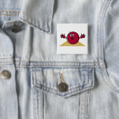 Badge Carré 5 Cm drôle effrayé boule de bowling descendant la bande (En situation)
