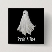 Badge Carré 5 Cm Drôle Fantôme D'Halloween Dessin Passé (Devant)