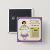 Badge Carré 5 Cm Drôle Flyer Design Déesse Cartoon Fun Slogan (Devant & derrière)