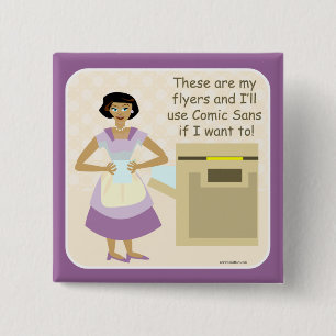 Badge Carré 5 Cm Drôle Flyer Design Déesse Cartoon Fun Slogan
