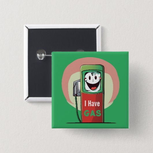 Badge Carré 5 Cm Drôle, j'ai un dessin au gaz (Devant & derrière)