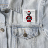 Badge Carré 5 Cm Drôle Mugshot Mauvais Père Noël Chien Noël (En situation)