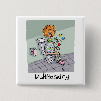 Badge Carré 5 Cm Drôle Multitâche Jongler Cartes et Cadeaux Clowns