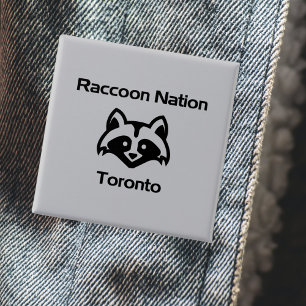 Badge Carré 5 Cm Drôle Nation de Raton Laveur Toronto Lumière-Monot