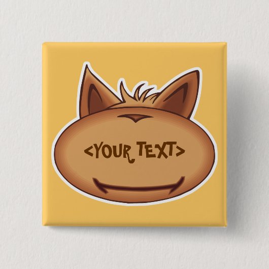 Badge Carré 5 Cm Drôle visage de chat,<YOUR TEXT> (Devant)