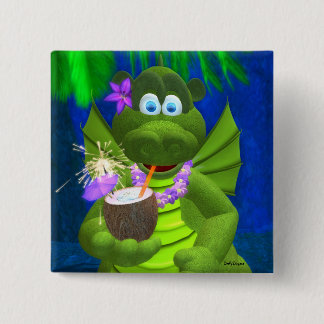 Badge Carré 5 Cm Drôlement dragons : Partie-Time