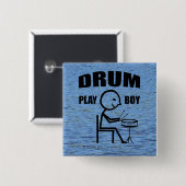 Badge Carré 5 Cm Drum Play Garçon (Devant & derrière)