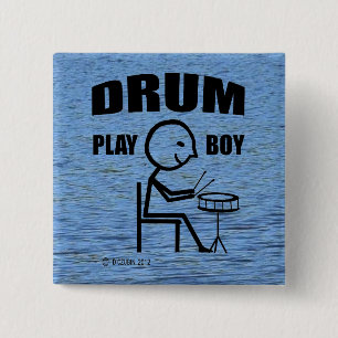 Badge Carré 5 Cm Drum Play Garçon