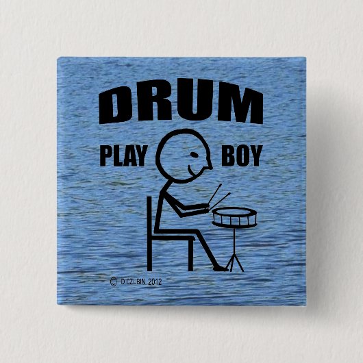 Badge Carré 5 Cm Drum Play Garçon (Devant)