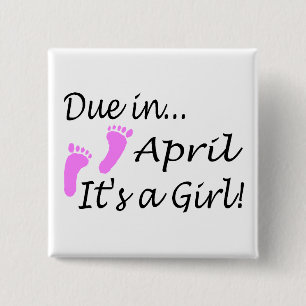 Badge Carré 5 Cm Dû en avril (c'est une fille)