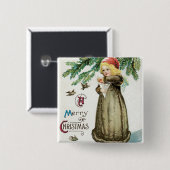 Badge Carré 5 Cm "D'un Joyeux fille Noël" (Devant & derrière)