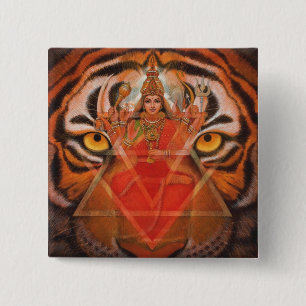 Badge Carré 5 Cm Durga et tigre