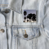 Badge Carré 5 Cm Dusk avec palmiers Scène tropicale (En situation)