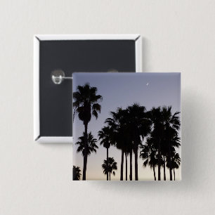 Badge Carré 5 Cm Dusk avec palmiers Scène tropicale