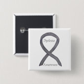 Badge Carré 5 Cm Dyslexia Silver Awareness Ribbon Custom Pin (Devant & derrière)