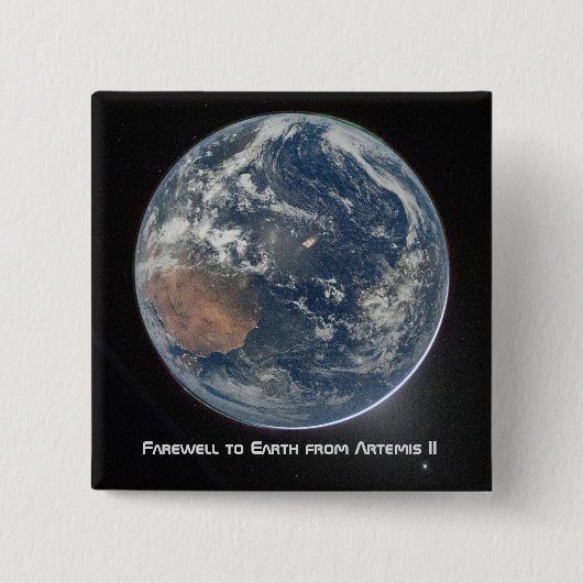 Badge Carré 5 Cm Earth From Artemis II (Devant)