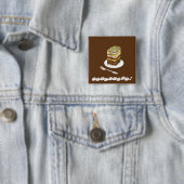 BADGE CARRÉ 5 CM EARTHCAKE ! (En situation)