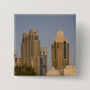 Badge Carré 5 Cm EAU, Dubaï. Minaret de la mosquée d'Al Wasl, ave