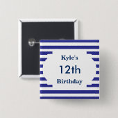 Badge Carré 5 Cm Écart d'anniversaire avec nom et âge (Devant & derrière)