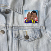 Badge Carré 5 Cm Échanges d'Obama de télésouffleur (En situation)