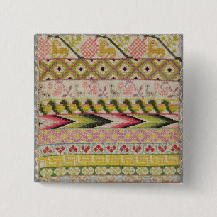 Badge Carré 5 Cm Échantillonneur de broderie