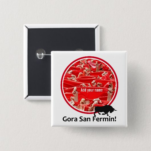 Badge Carré 5 Cm Écharpe faite sur commande, encierro de San (Devant & derrière)