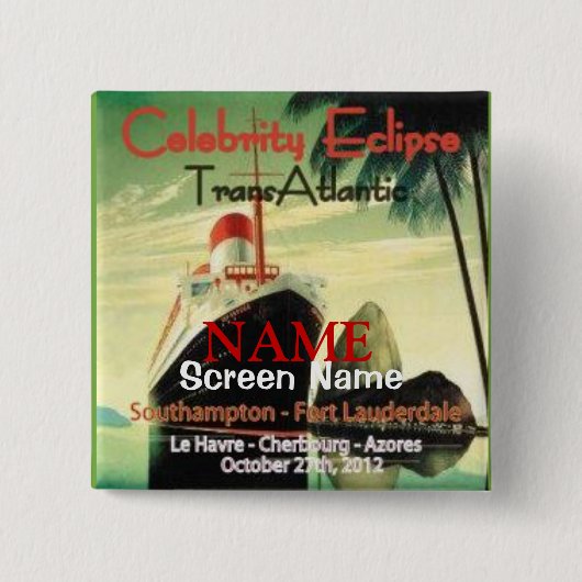 Badge Carré 5 Cm Éclipse 2012 transatlantique (Devant)
