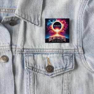 Badge Carré 5 Cm Éclipse solaire