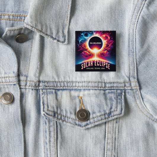Badge Carré 5 Cm Éclipse solaire (En situation)