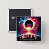 Badge Carré 5 Cm Éclipse solaire (Devant & derrière)