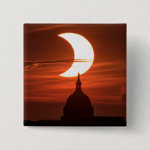 Badge Carré 5 Cm Éclipse solaire 2021