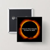 Badge Carré 5 Cm Éclipse solaire annuelle 2023 (Devant & derrière)